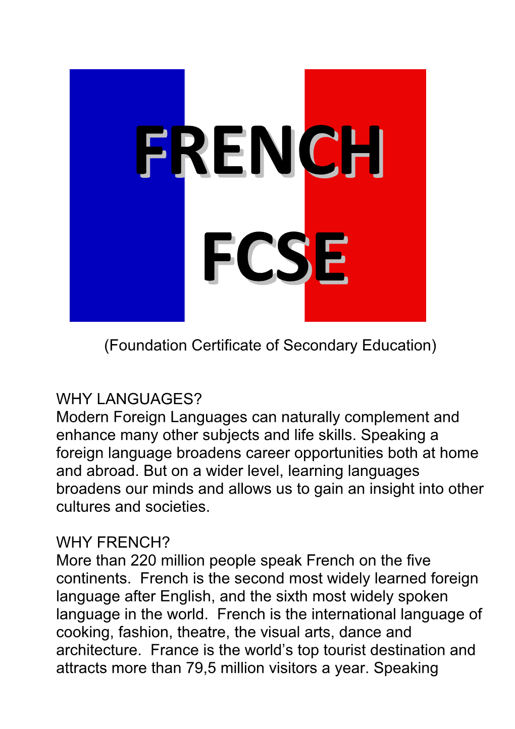 Foundation Certificate of Secondary Education