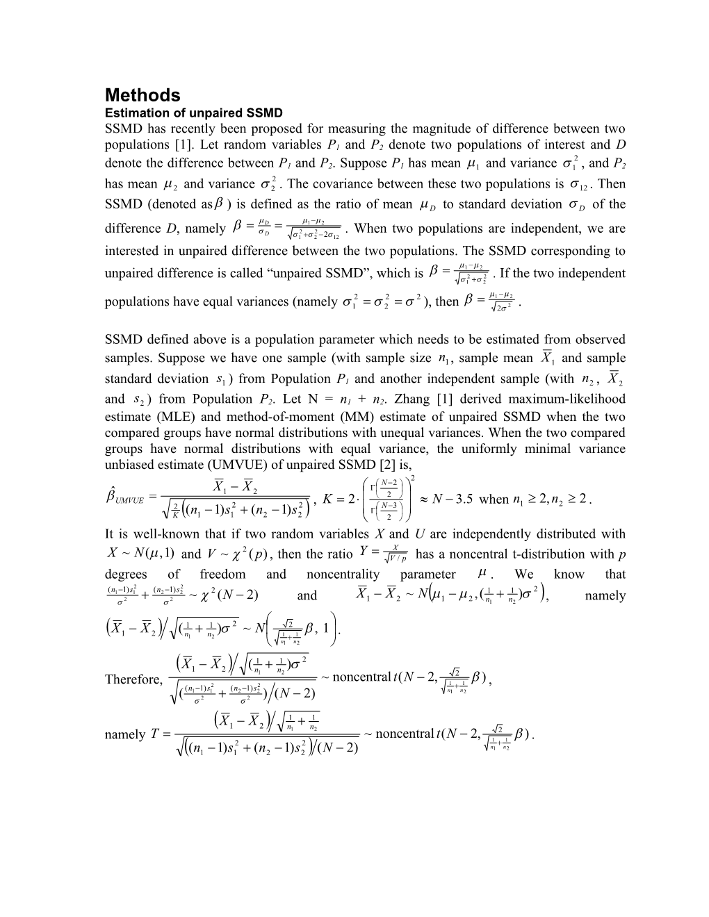 Estimation of Unpaired SSMD