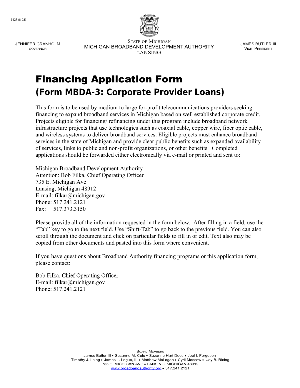 Page 6 Corporate Provider Application Form MBDA-3