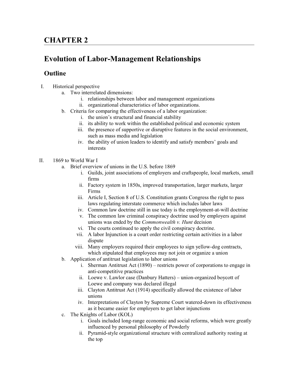 Evolution of Labor-Management Relationships