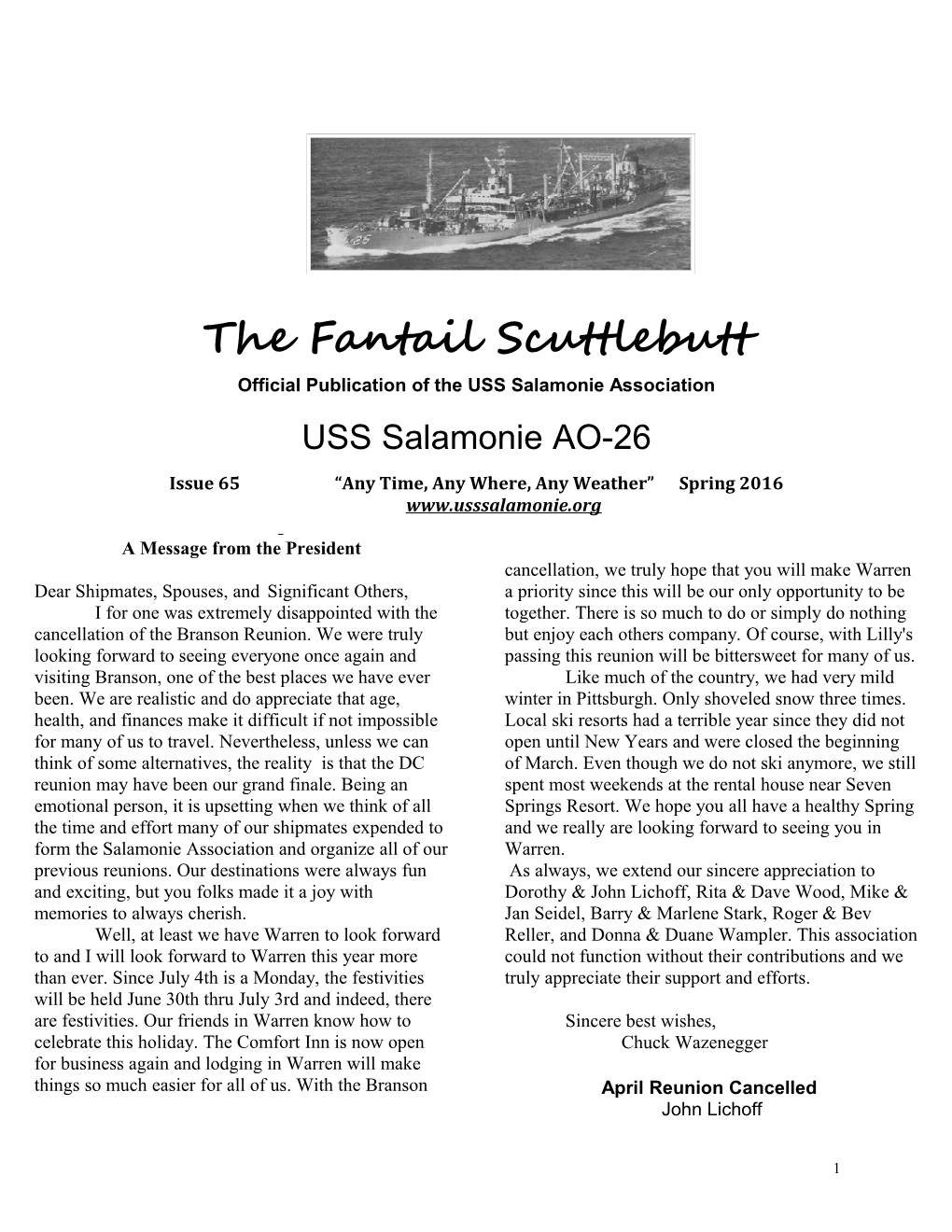 Official Publication of the USS Salamonie Association s2