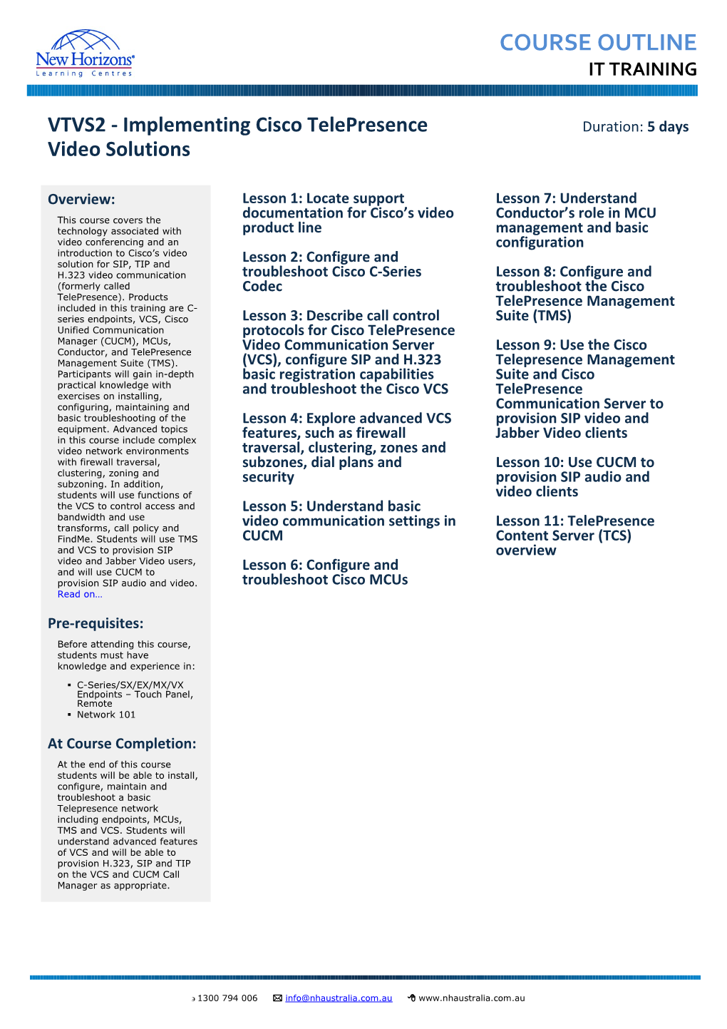 New Horizons Courseware Outlines s8