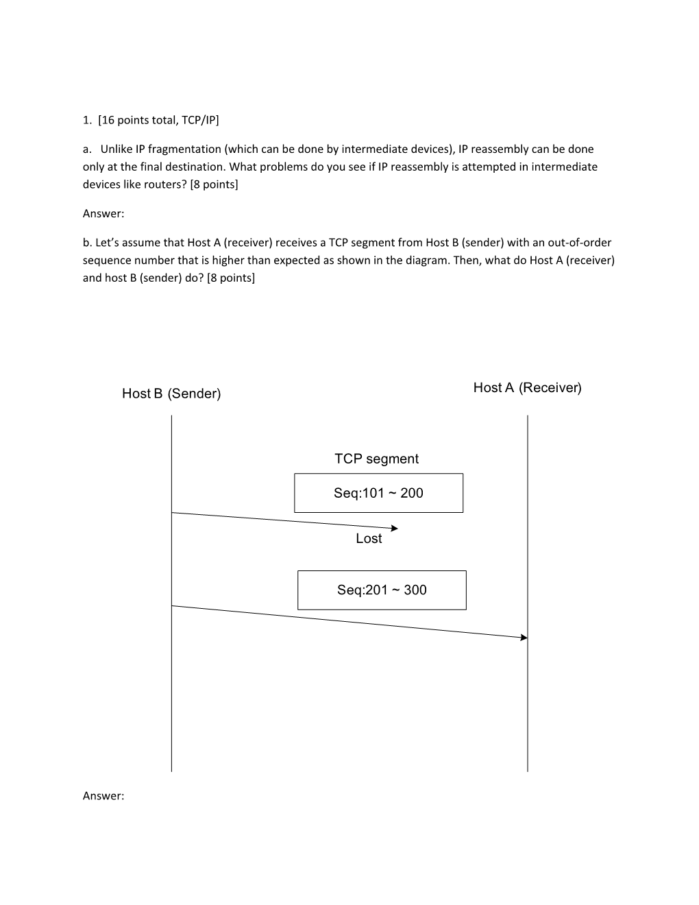 1. 16 Points Total, TCP/IP