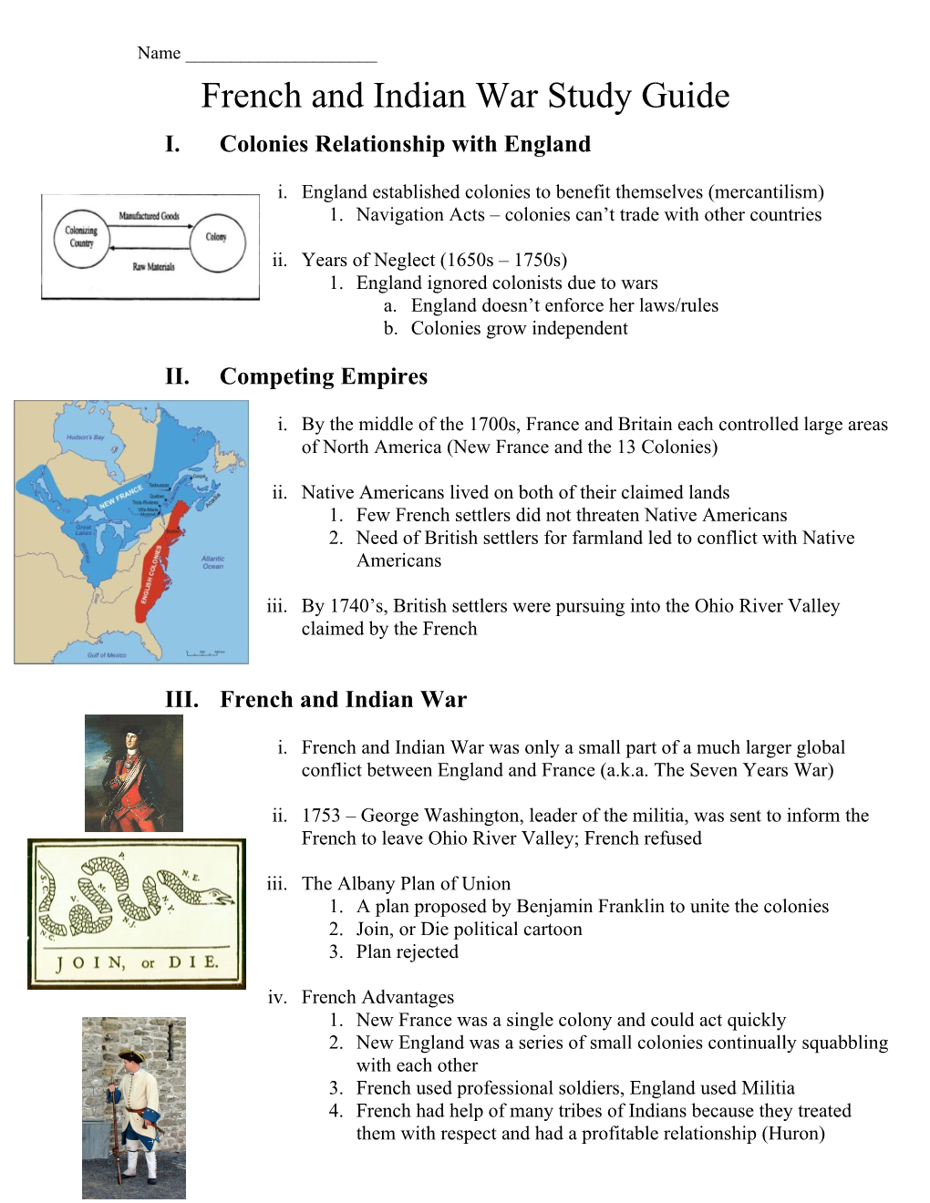 French and Indian War Study Guide