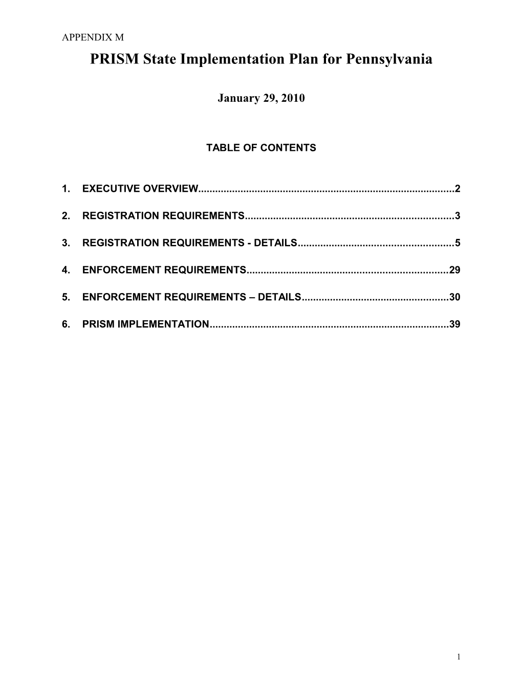 PRISM State Implementation Plan