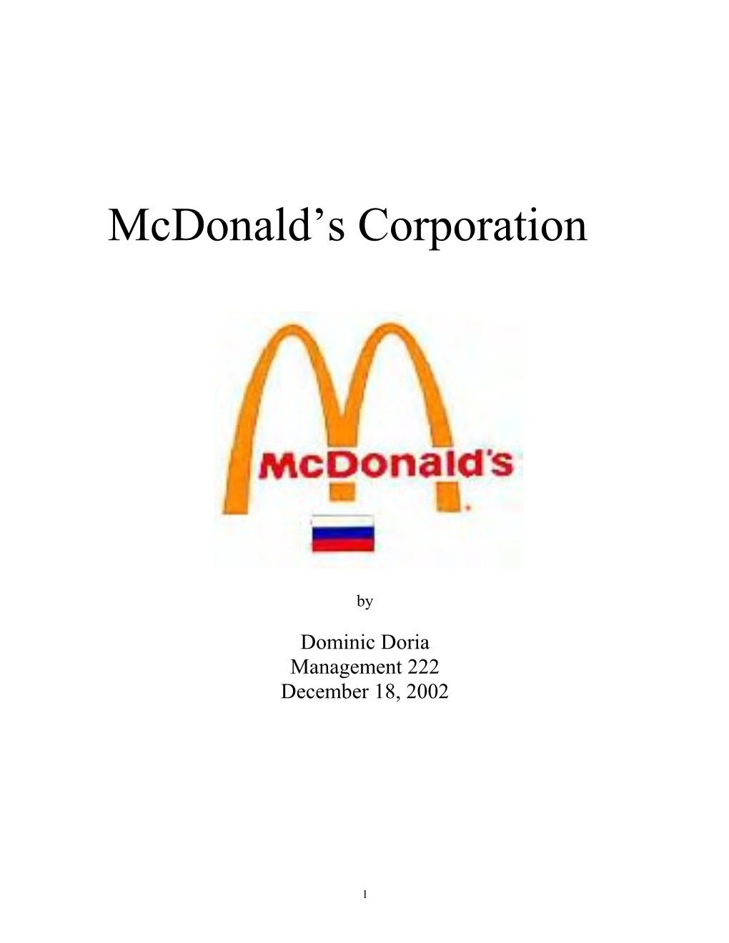 Mcdonald S Corporation