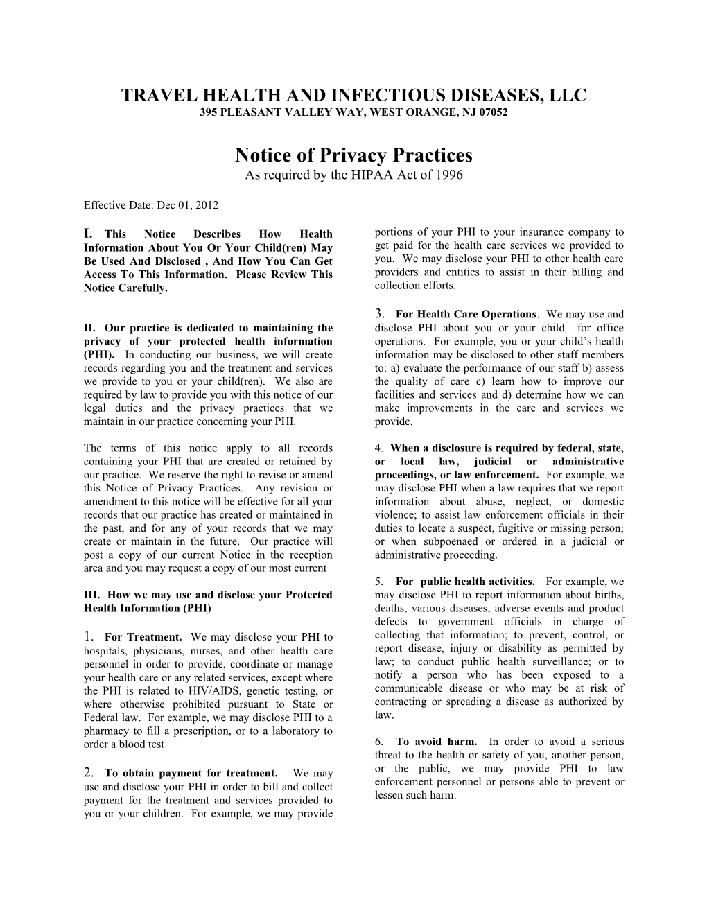 Ivy Pediatrics, PA Notice of Privacy Practices