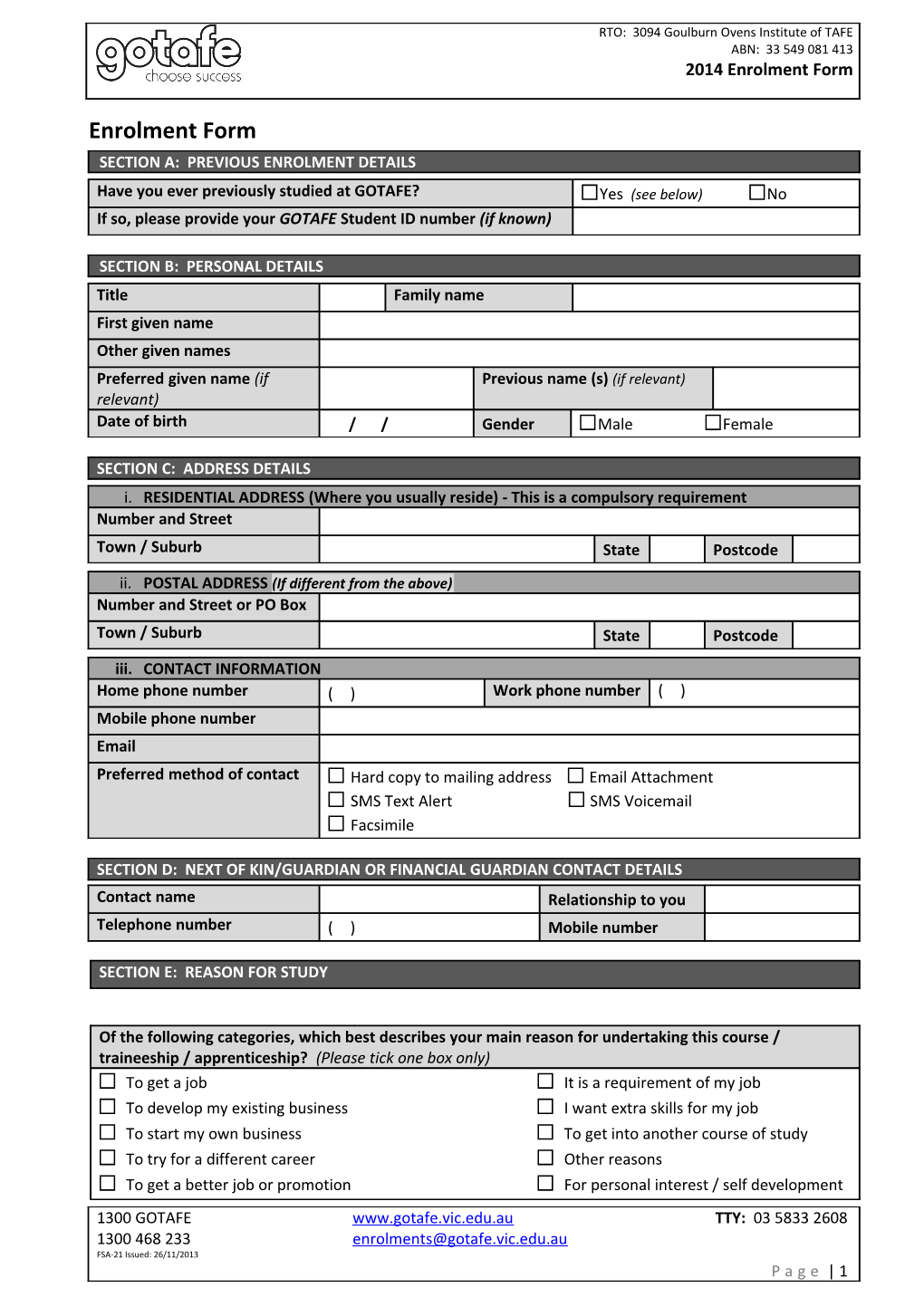 Enrolment Form s1