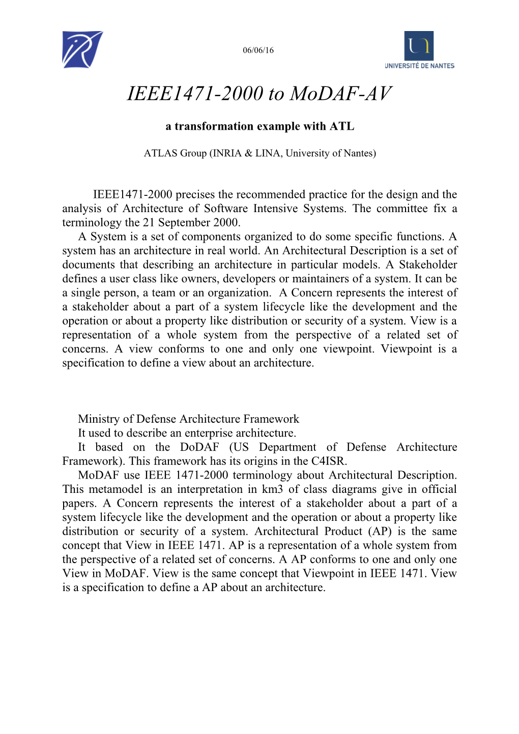 A Transformation Example with ATL