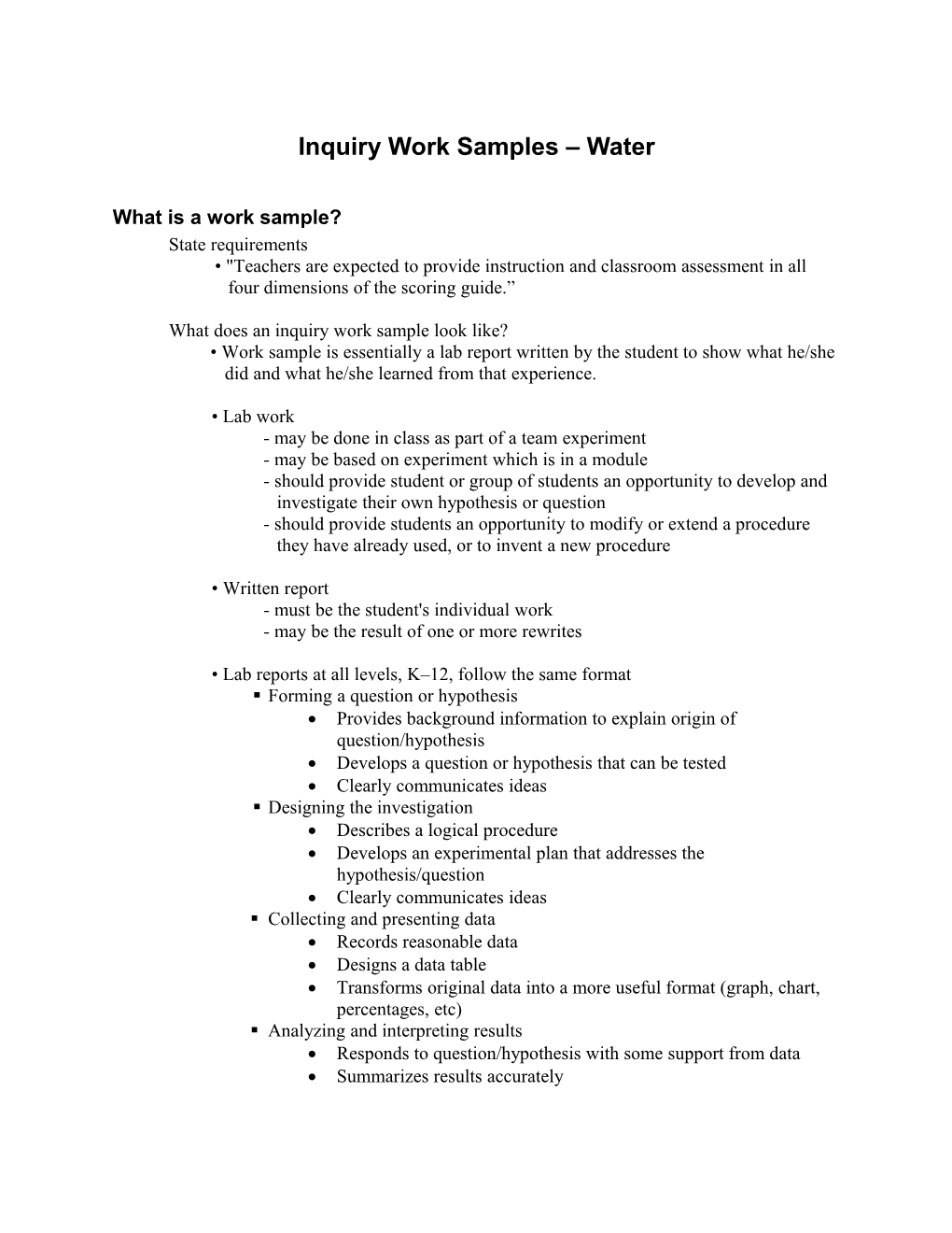 Inquiry Work Samples-Variables