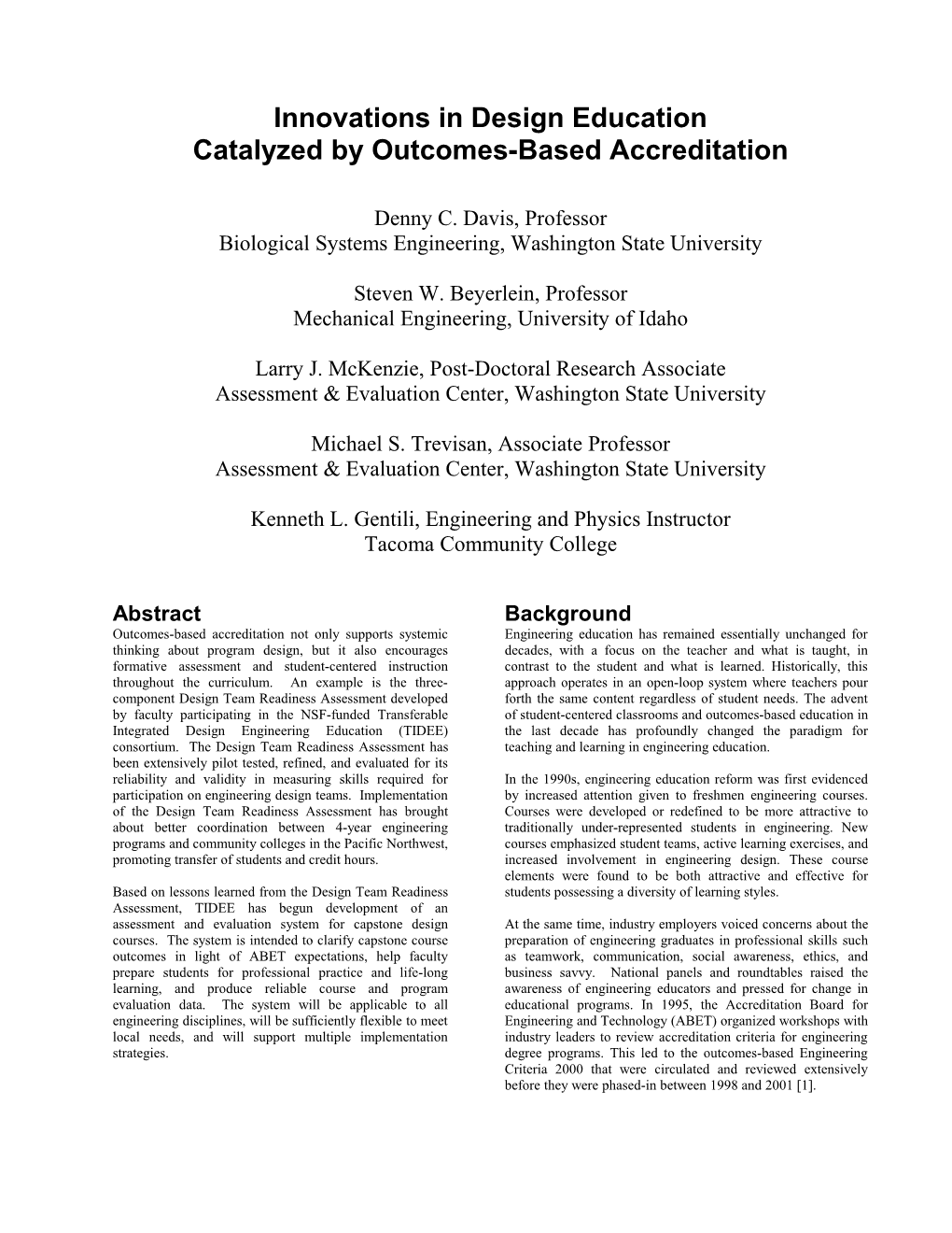 Innovative Assessment and Educational Process Catalyzed by Outcomes-Based Accreditation