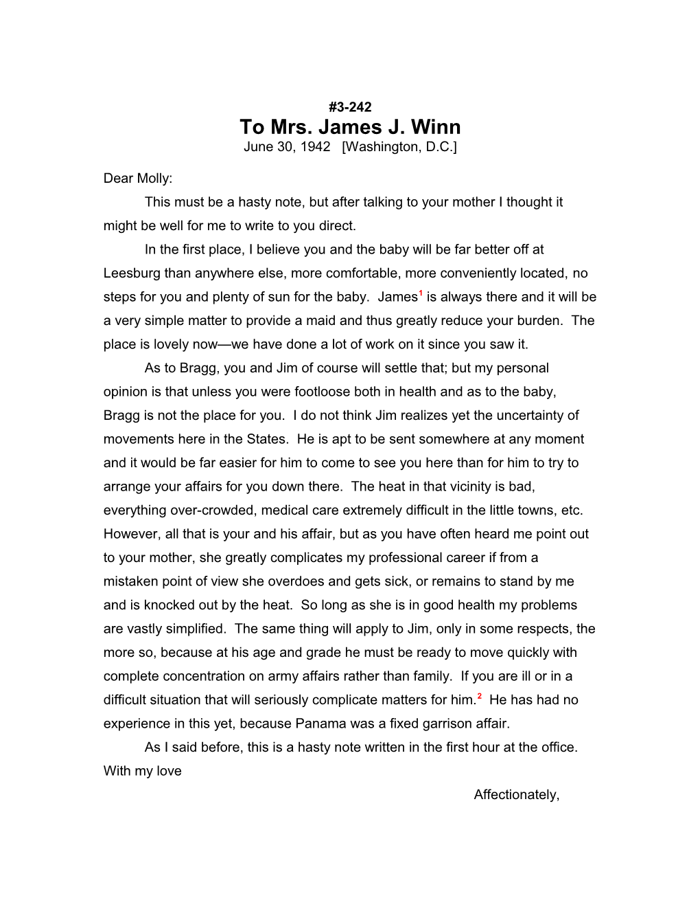 To Mrs. James J. Winn