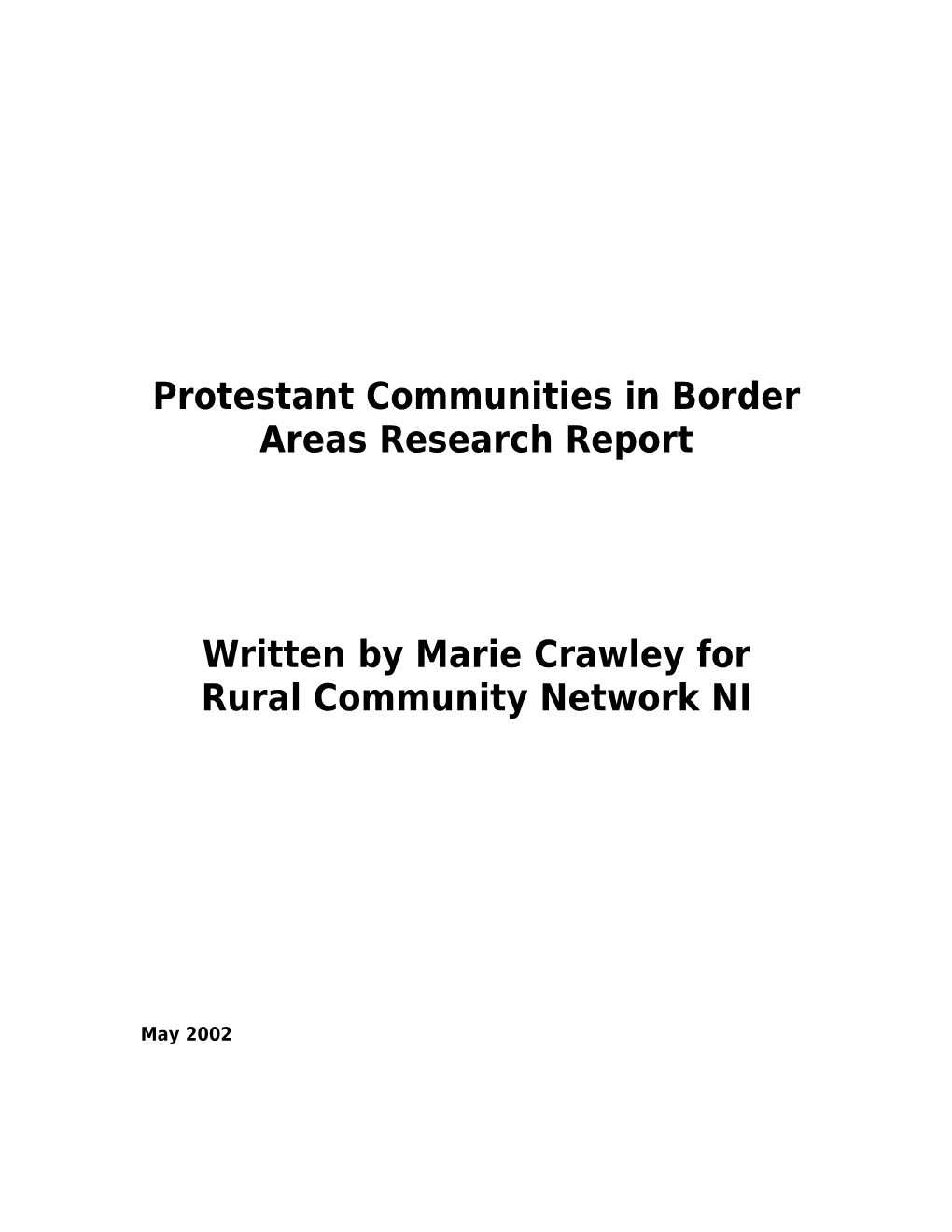 Research Work with Protestant Communities in Border Areas