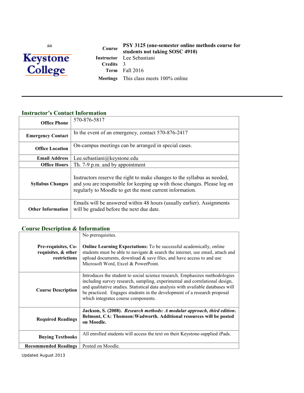 Syllabus Template - Online Learning s4