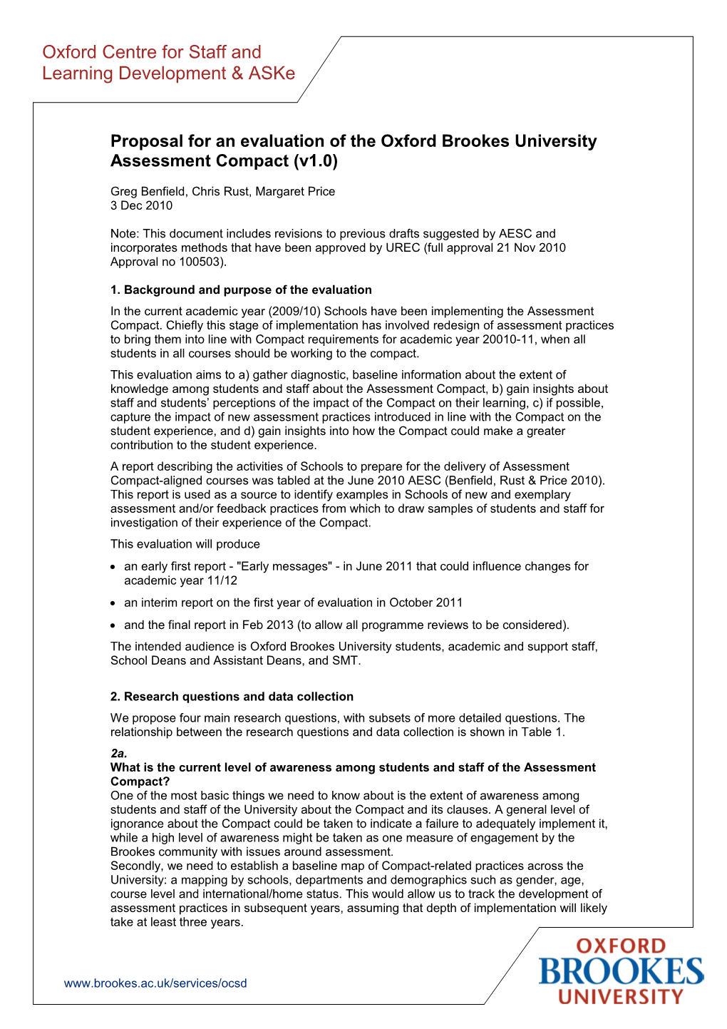 Assessment Compact Evaluation Strategy