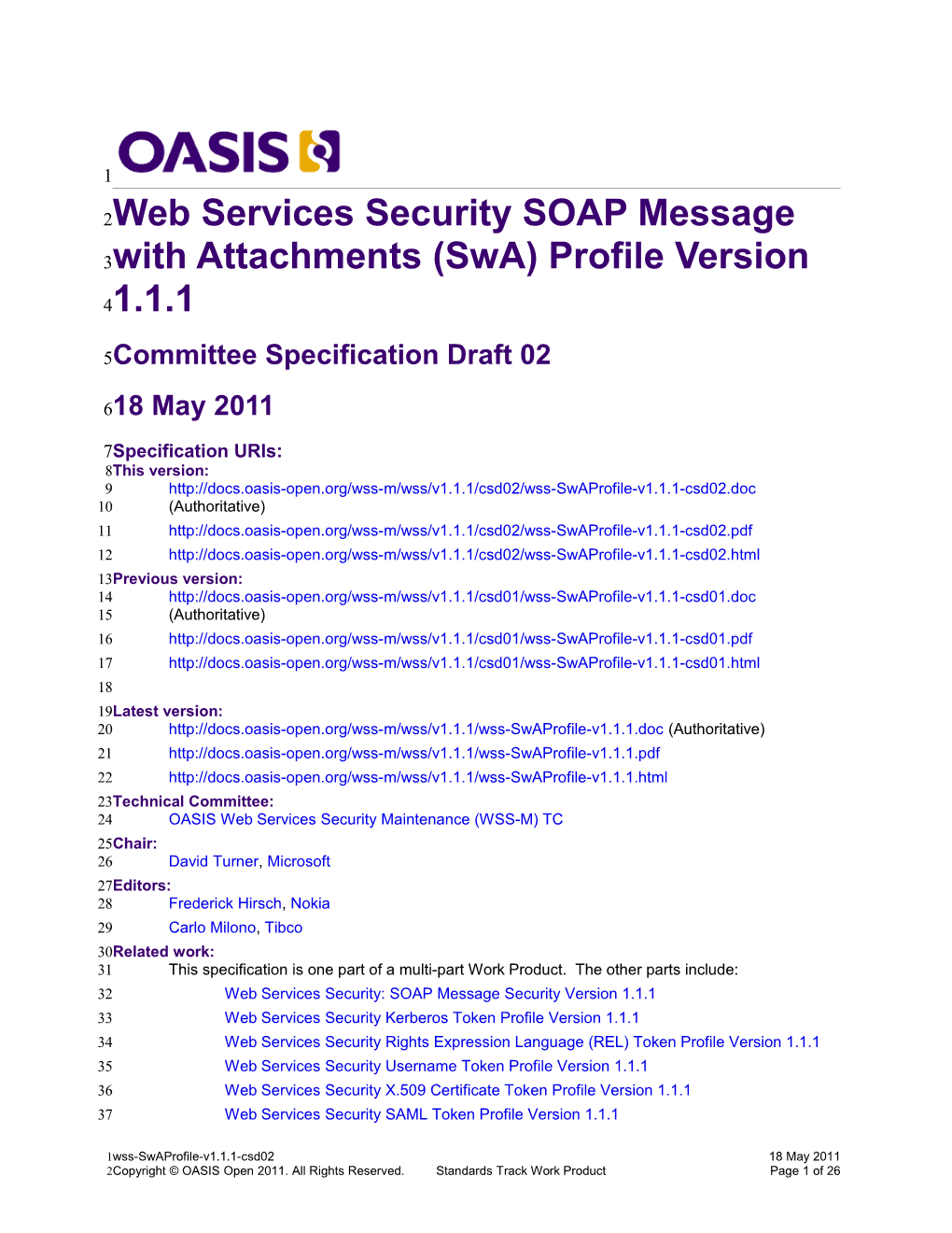 Web Services Security SAML Token Profile Version 1.1.1