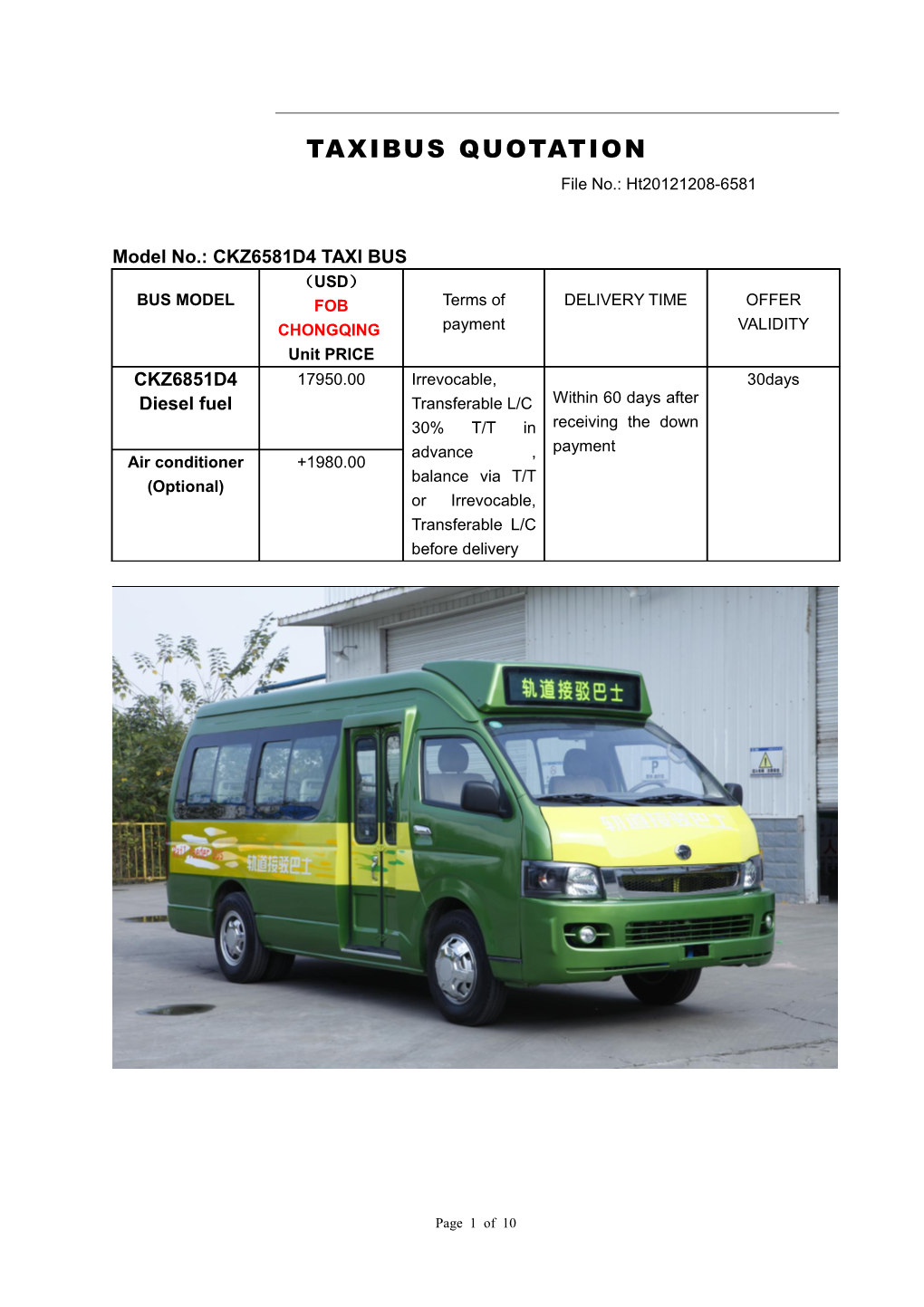 Taxibus Quotation