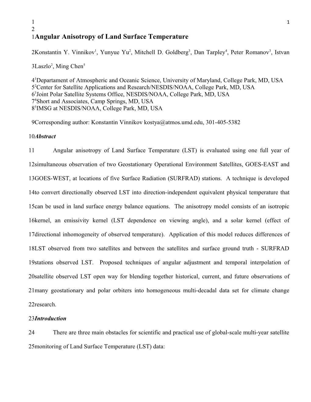 Angular Anisotropy of Land Surface Temperature