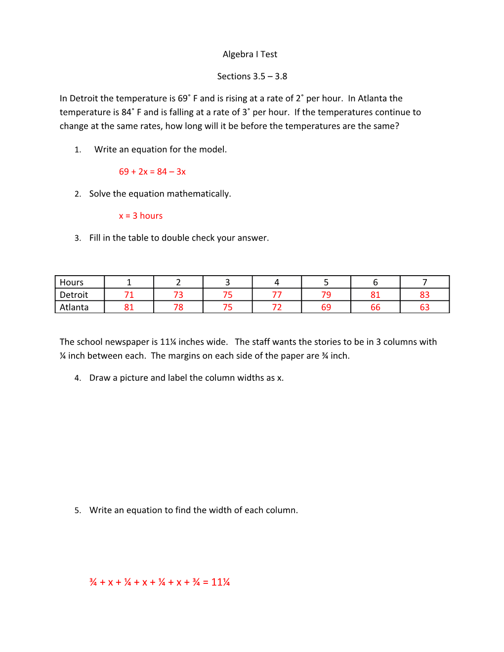 1. Write an Equation for the Model