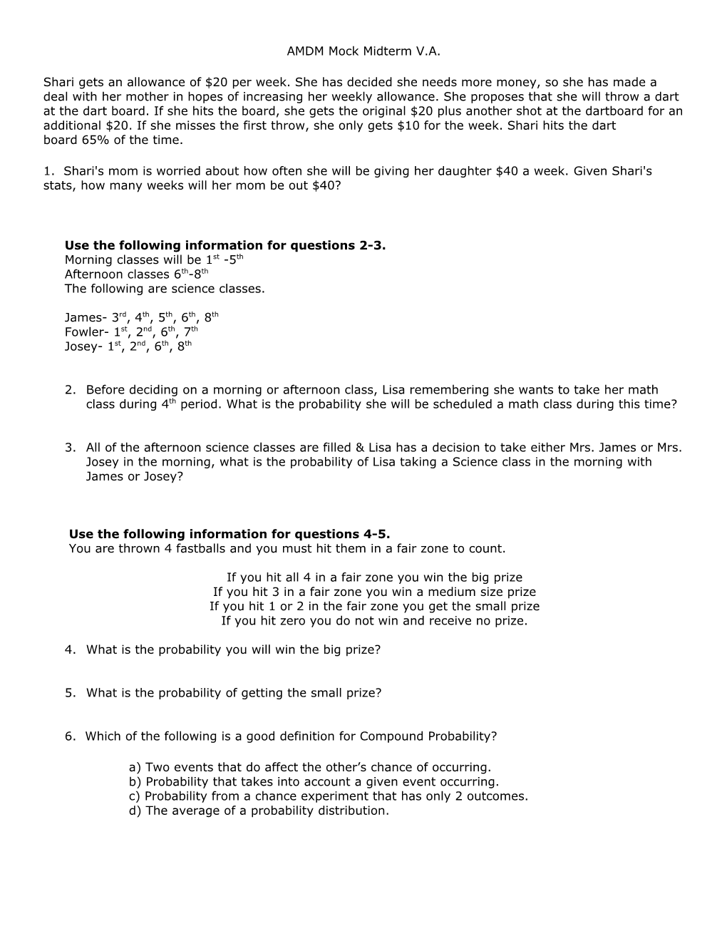 AMDM 12 Weeks Test