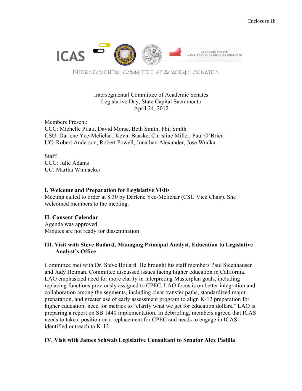 Intersegmental Committee of Academic Senates