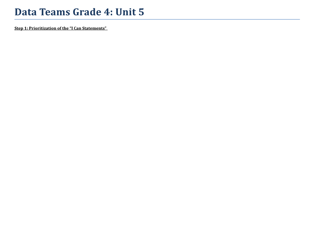 Step 1: Prioritization of the I Can Statements