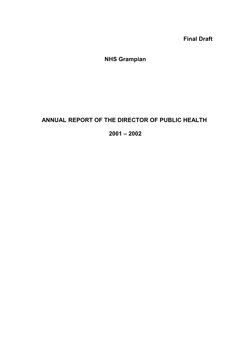 Annual Report of the Director of Public Health