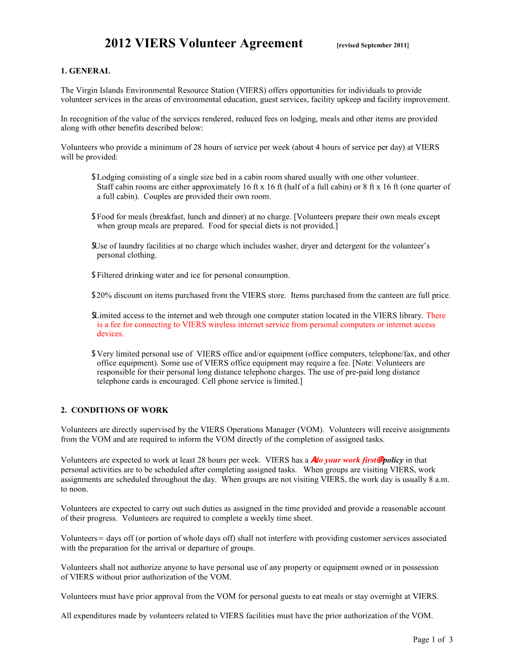 VIERS Volunteer Agreement