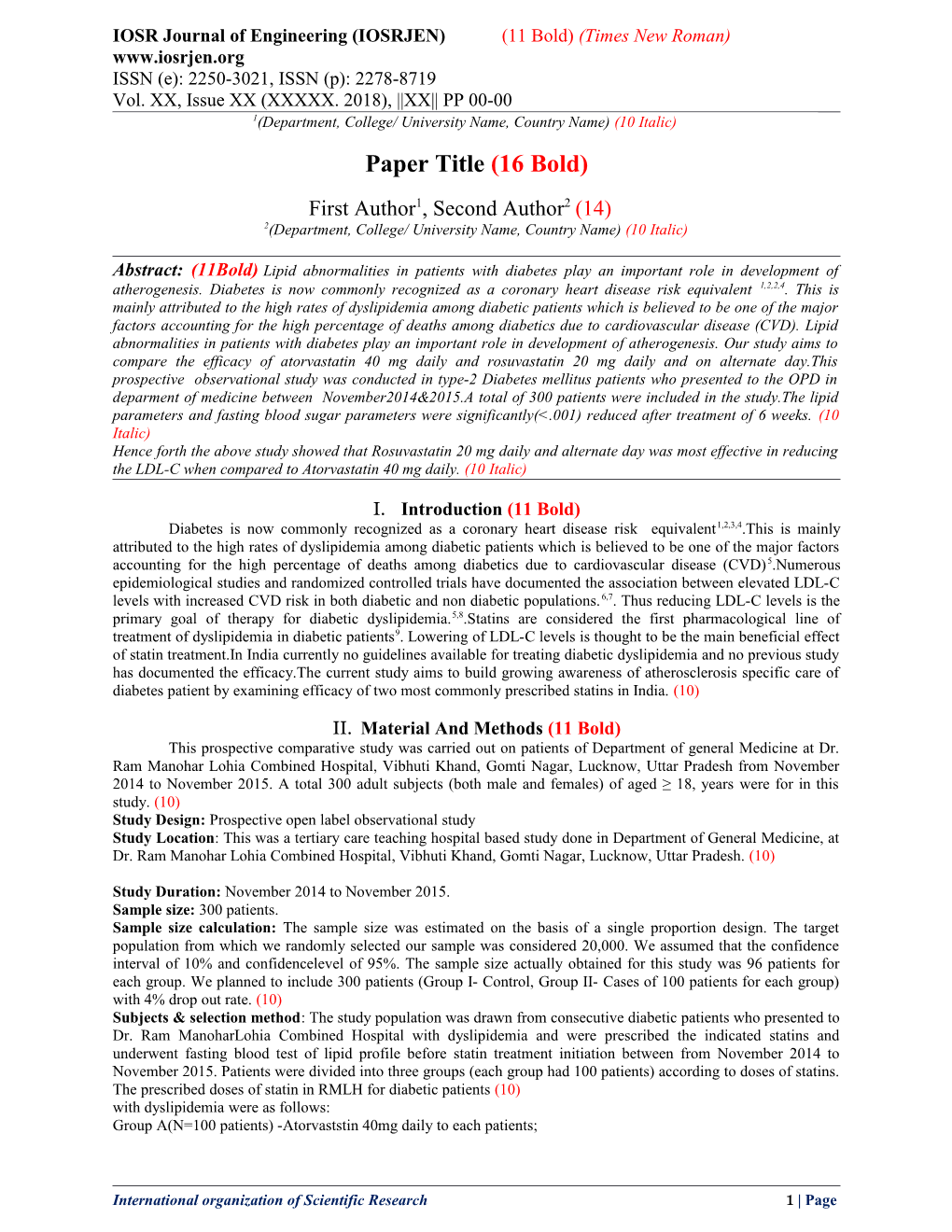 Comparative Study of Efficacy of Atorvastatin 40 Mg Daily Rosuvastatin 20 Mg (11 Italic)