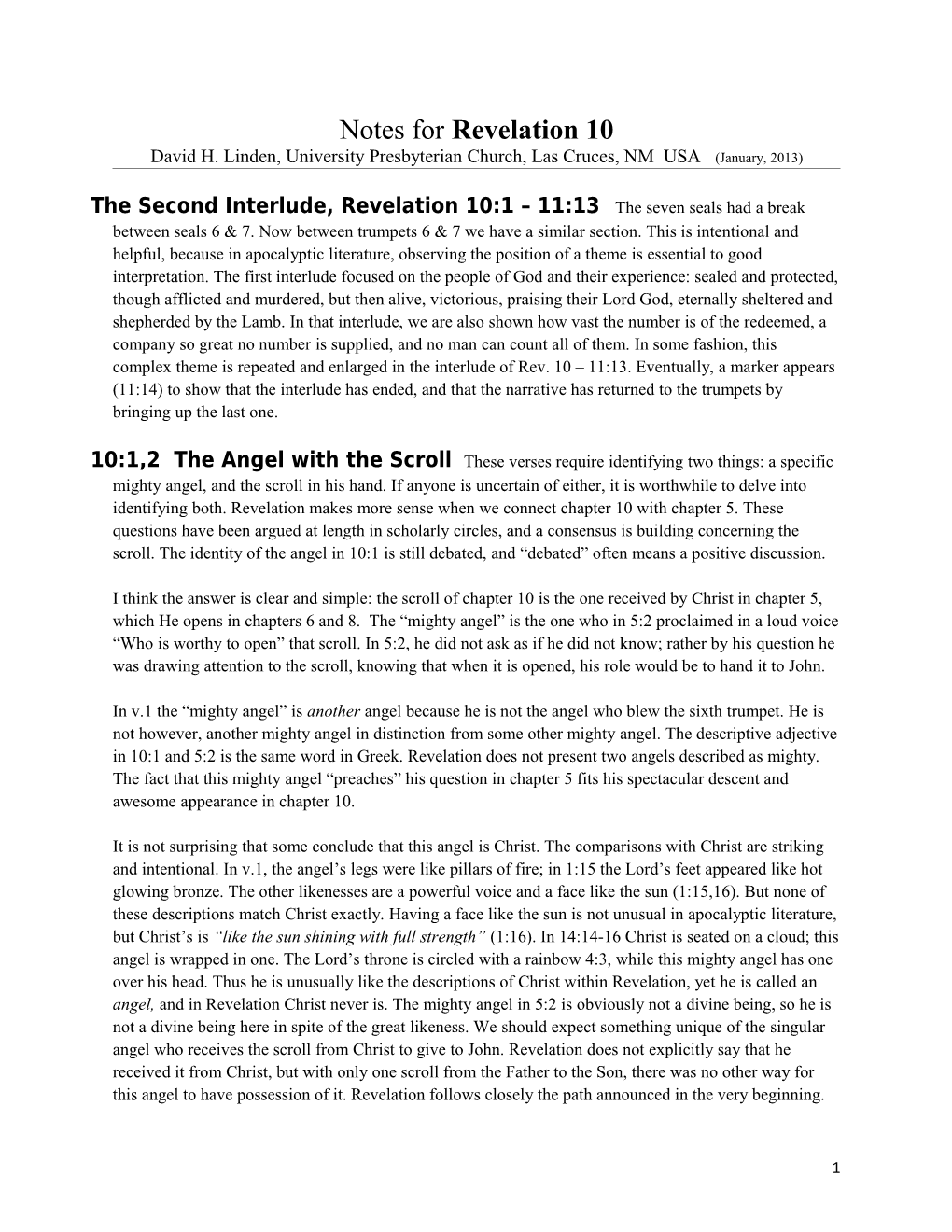 Draft Notes for Revelation 10