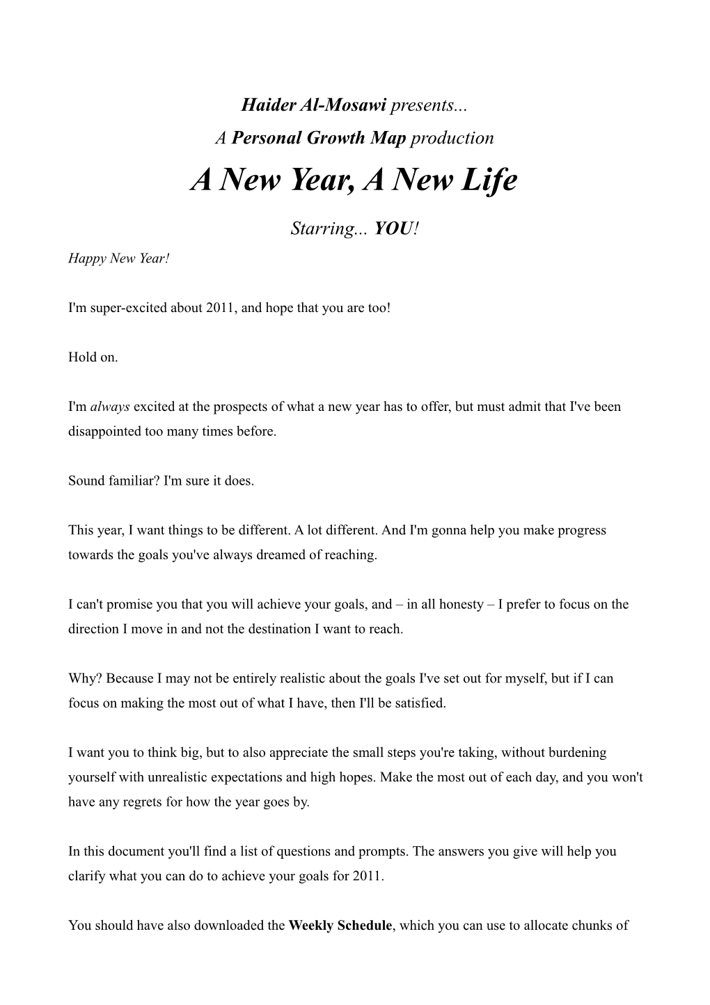 A New Year, a New Life