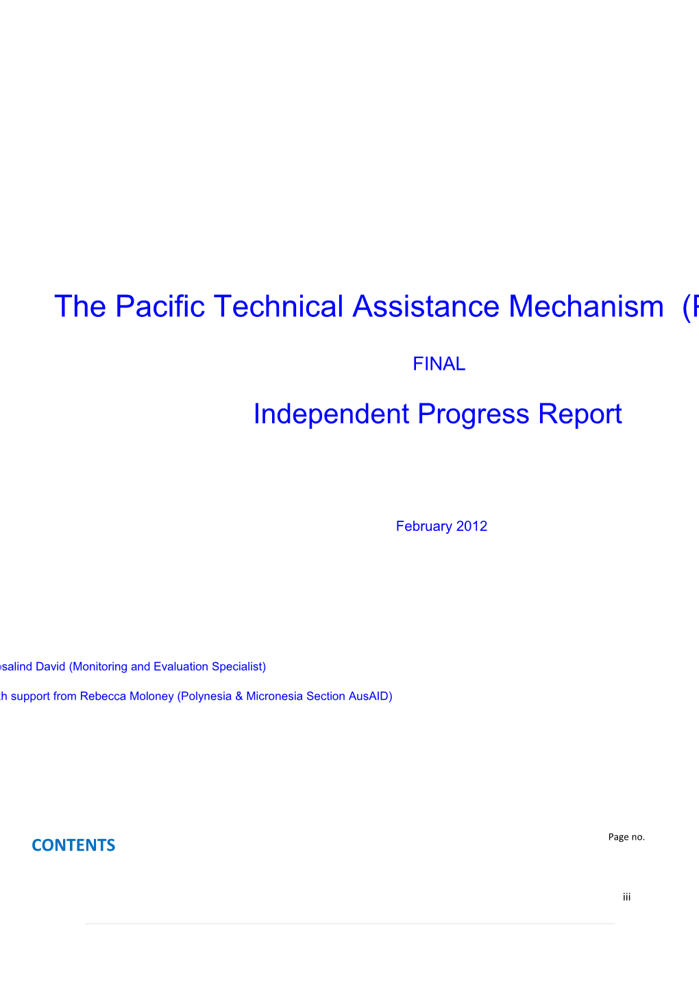 Independent Review of PACTAM 2011