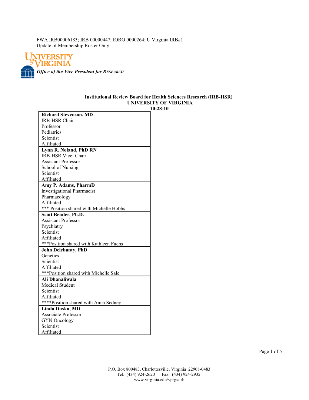 Institutional Review Board for Health Sciences Research (IRB-HSR)