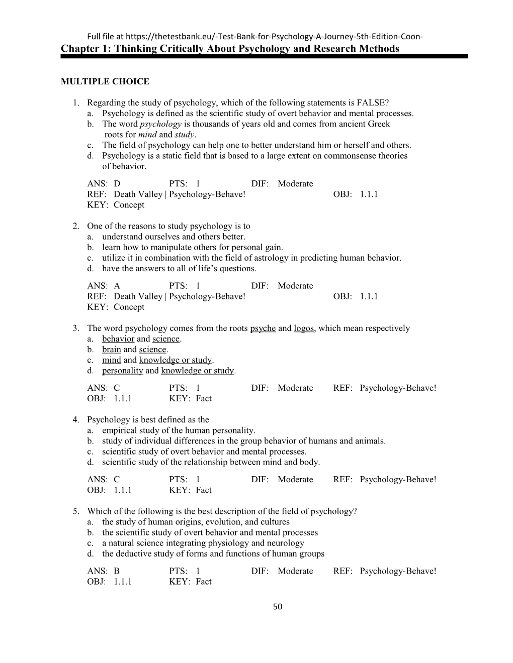 Chapter 1: Thinking Critically About Psychology and Research Methods