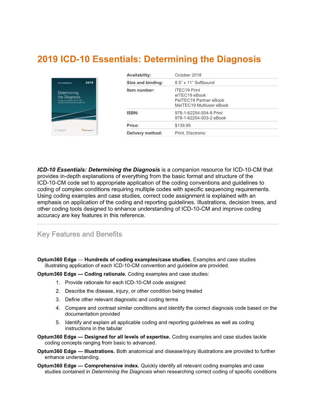 2019ICD-10 Essentials: Determining the Diagnosis