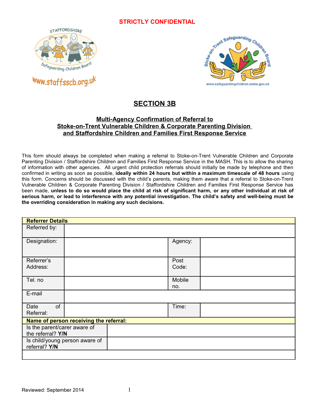 Section 3B - Multi Agency Referral Form (MARF)