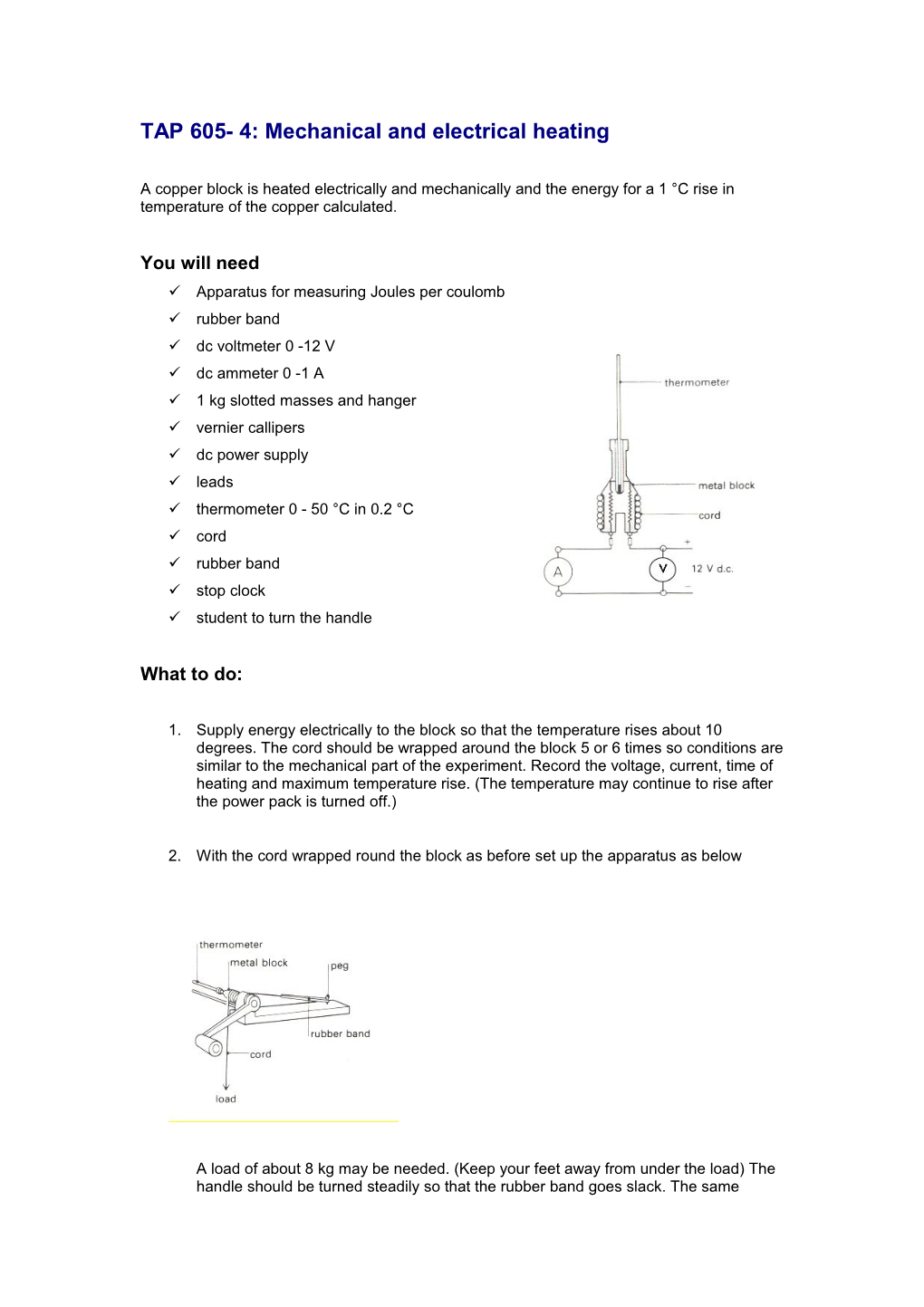 TAP 605- 4: Mechanical and Electrical Heating