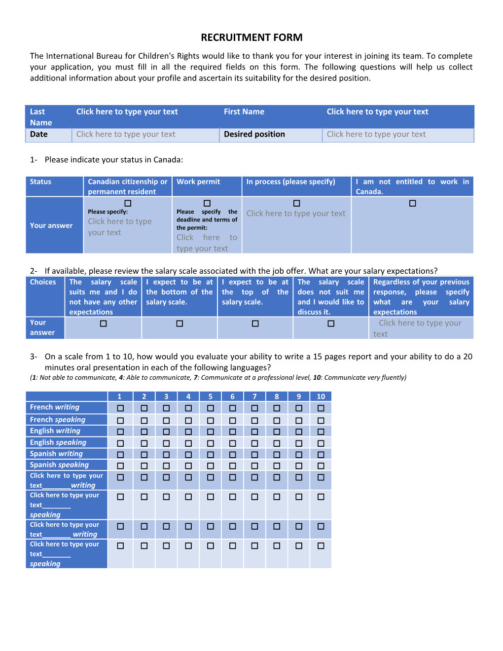 Recruitment Form