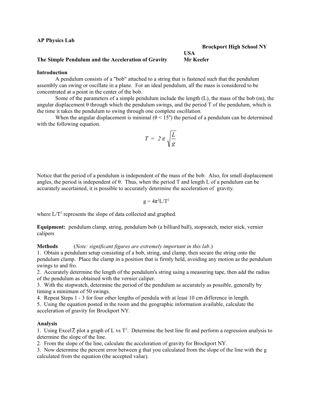 AP Physics Lab