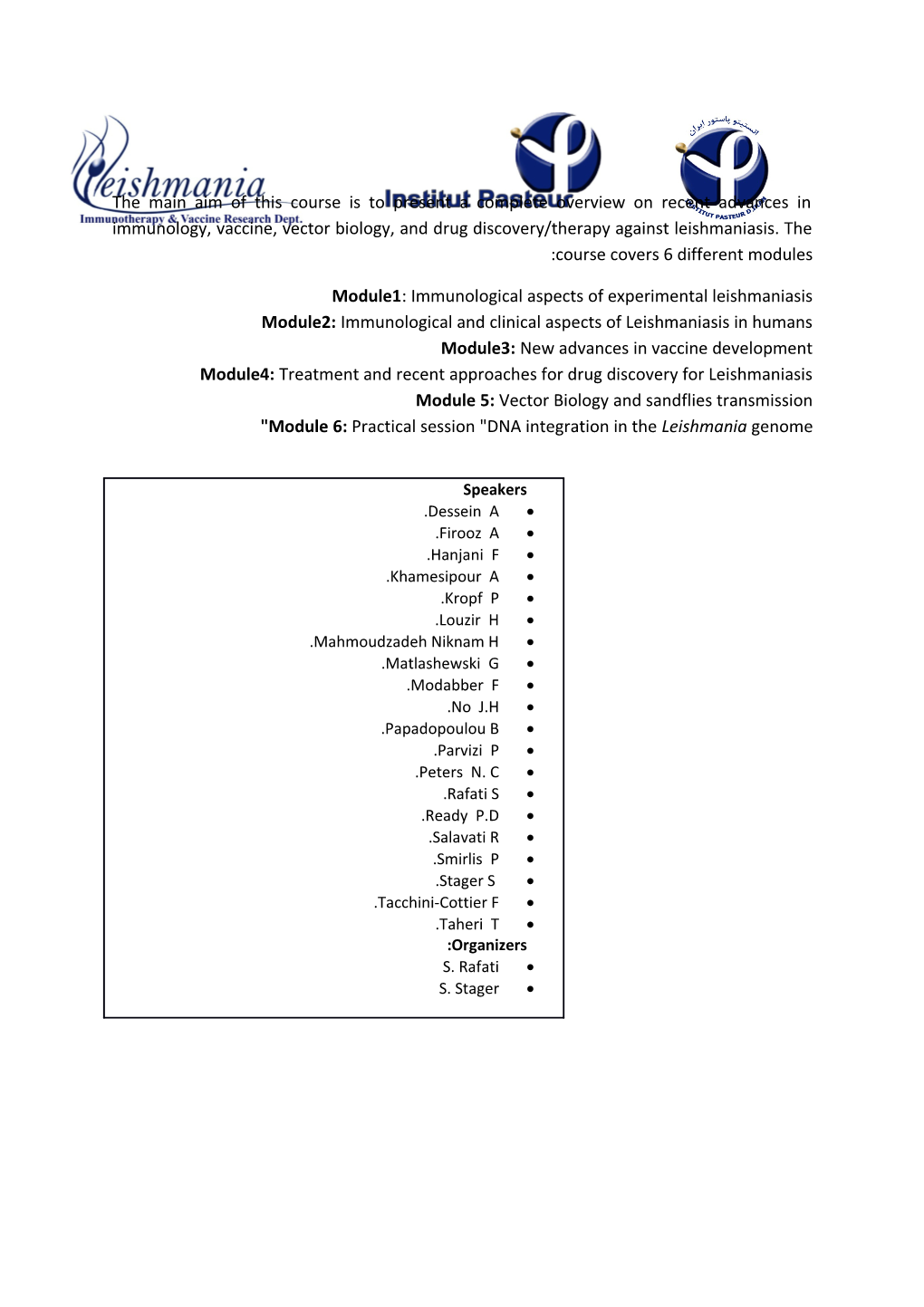 Module1: Immunological Aspects of Experimental Leishmaniasis s1