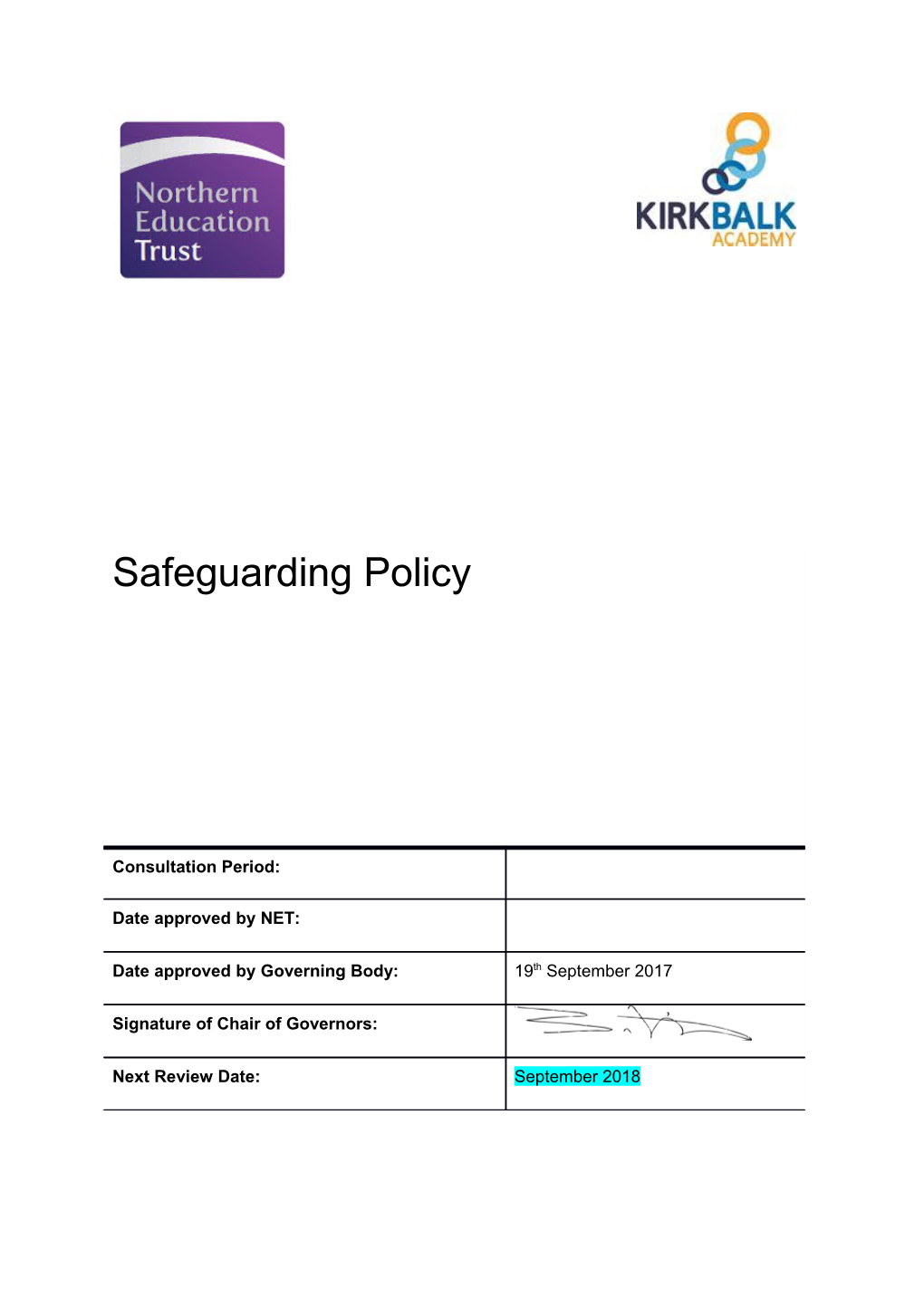 Safeguarding and Child Protection Policy 2017/18