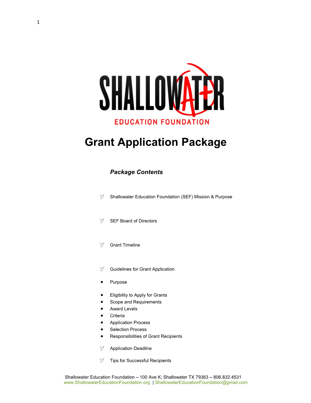 Grant Application Package