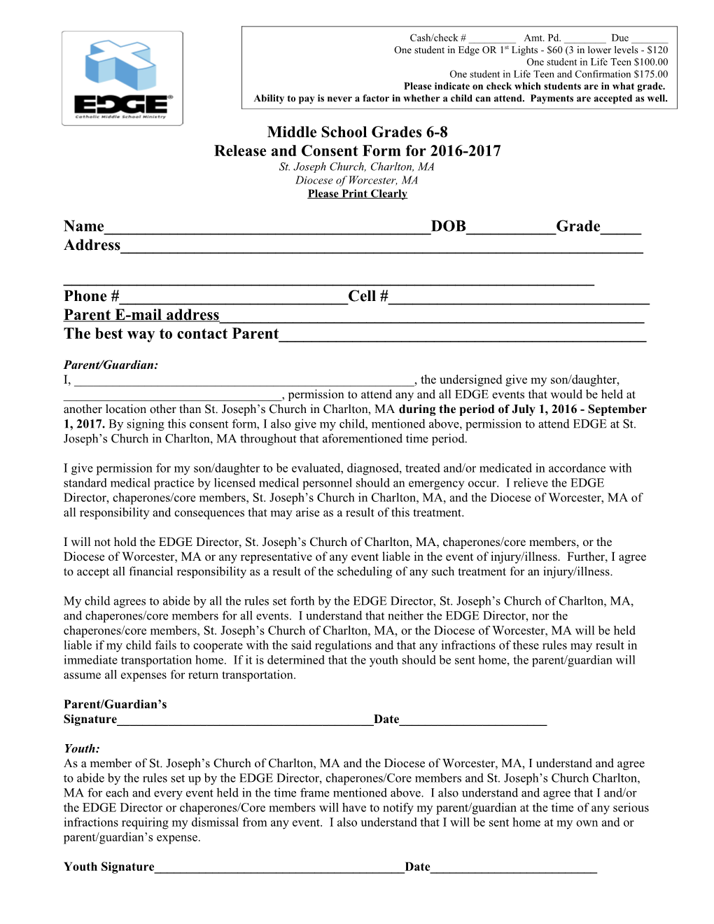 Release and Consent Form