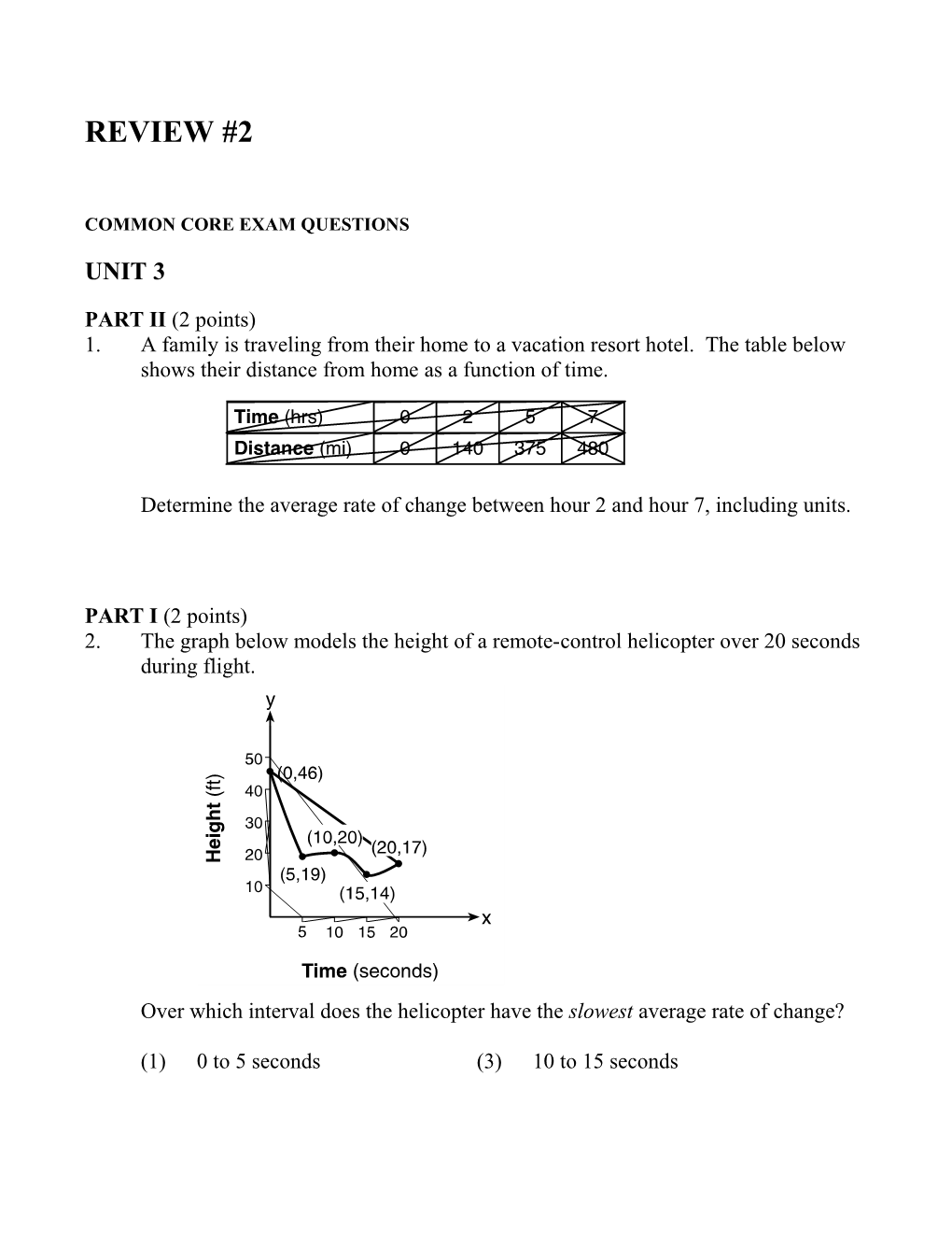 Common Core Exam Questions