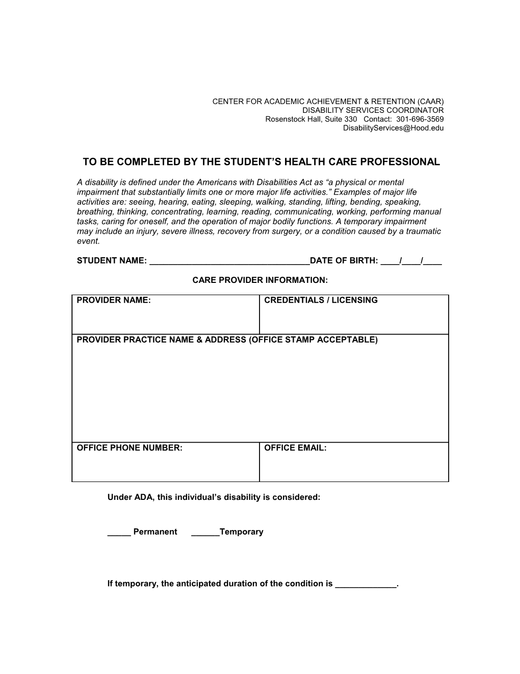 Disability Verification for Medical Conditions