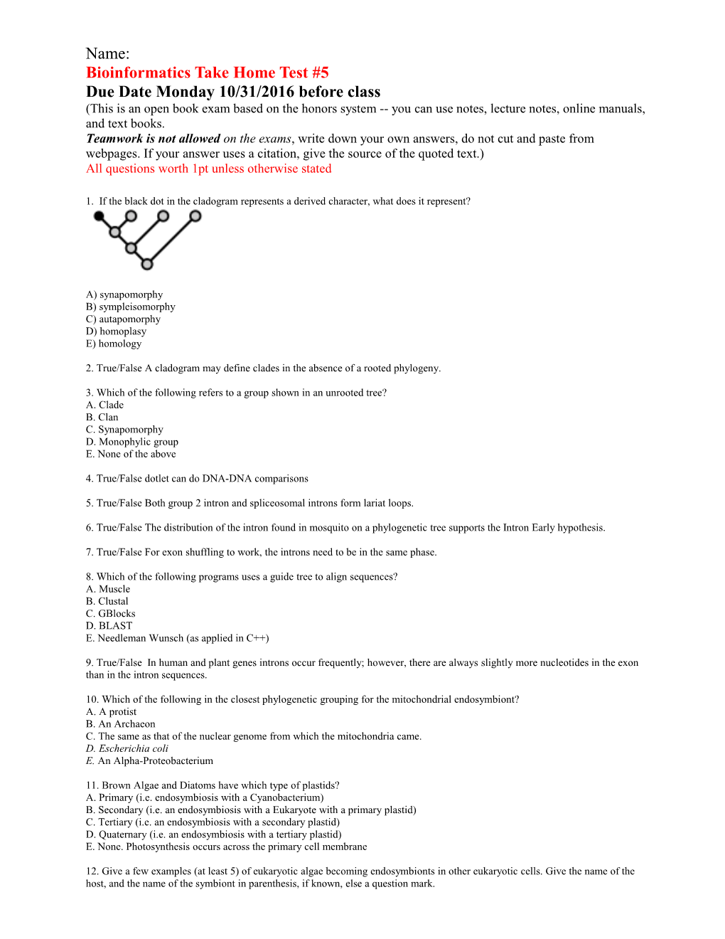 Bioinformatics Take Home Test #5