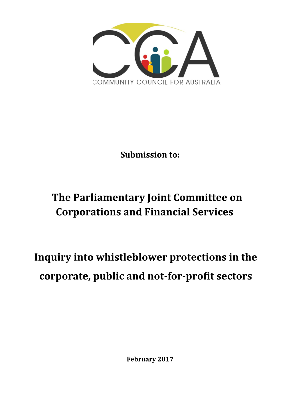 Community Council for Australia : Whistleblower Protections Submission 2017