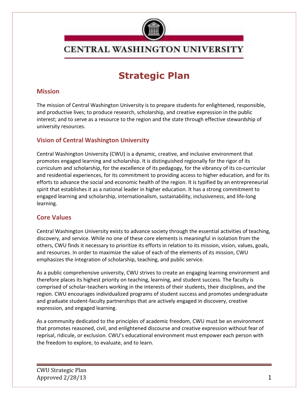 Vision of Central Washington University