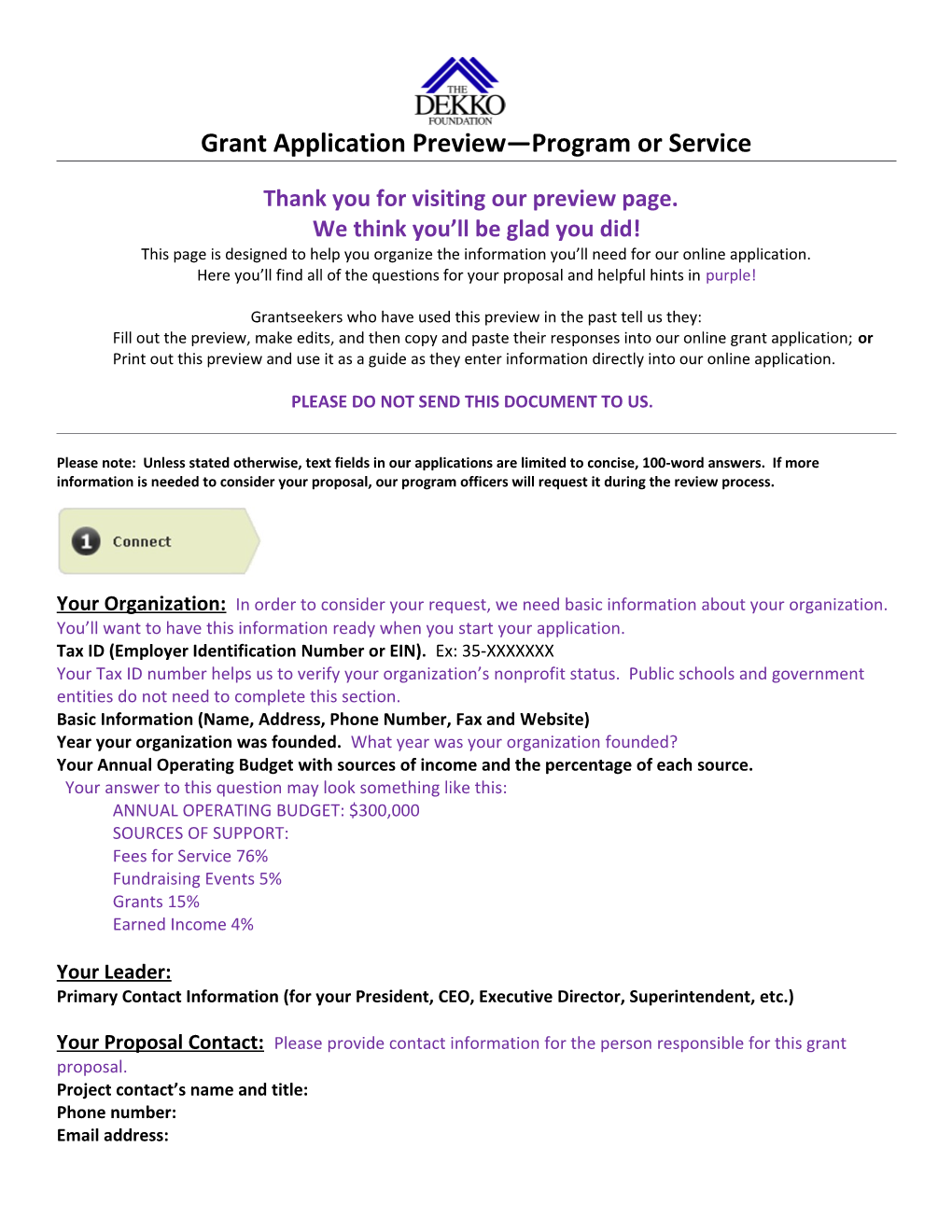 Grant Application Preview Program Or Service