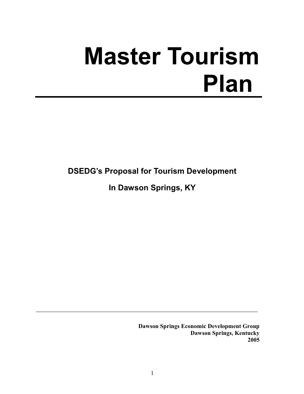 Master Tourism Plan Development